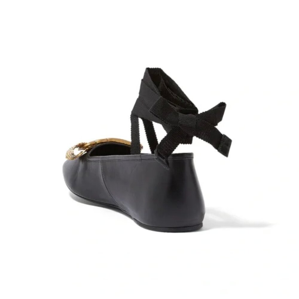 Gucci GG Python Bow Leather Ballet Flats - Picture 5 of 15